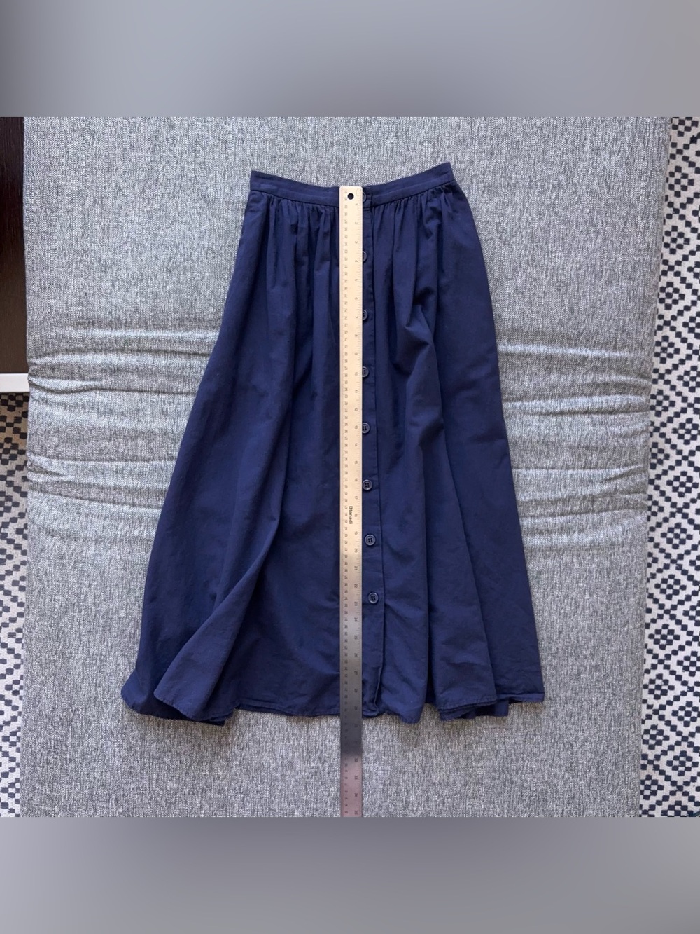 Ralph Lauren Deep Navy Button-Front Midi Skirt - Picture 16 of 16